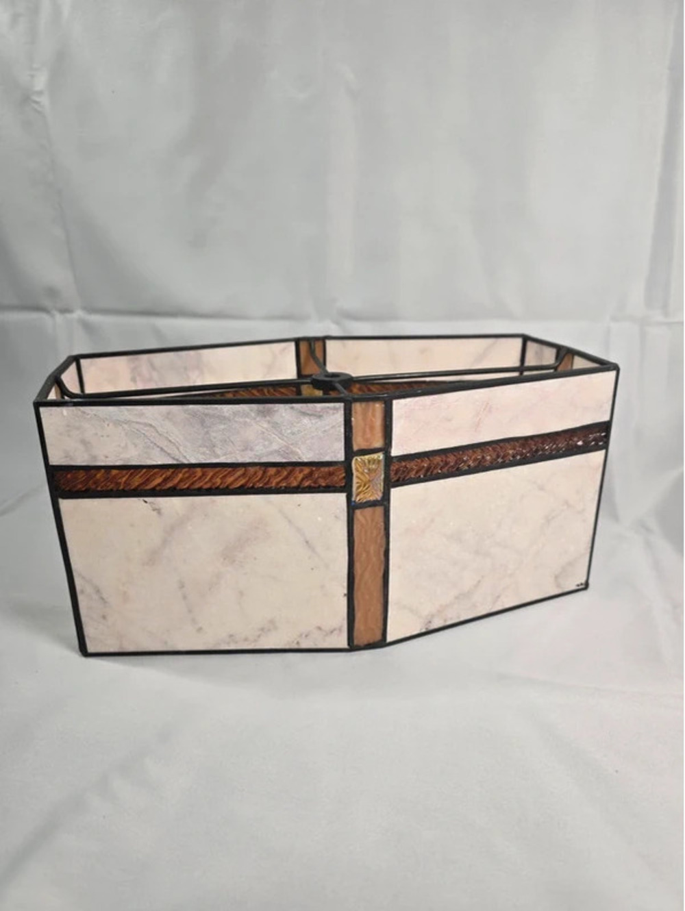 Tiffany Style Stained Glass Lamp Shade Cream Amber Mission Decor